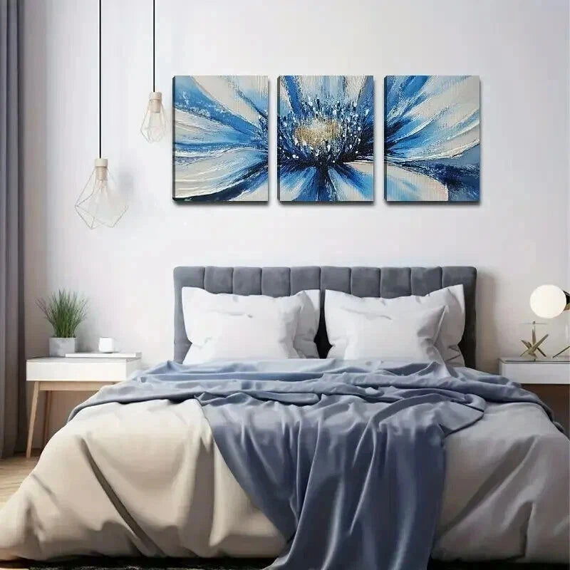 3pcs Elegant Floral Burst Design Decor Wall Art Set Canvas Framed 40x60cm - High Quality Print 100% Australian Made Wall Canvas Ready to Hang