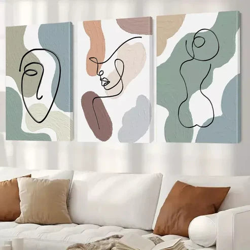 3pcsModern Minimalist Aesthetic Abstract Wall Art Set Canvas Framed 60x90cm - High Quality Print 100% Australian Made Wall Canvas Ready to Hang
