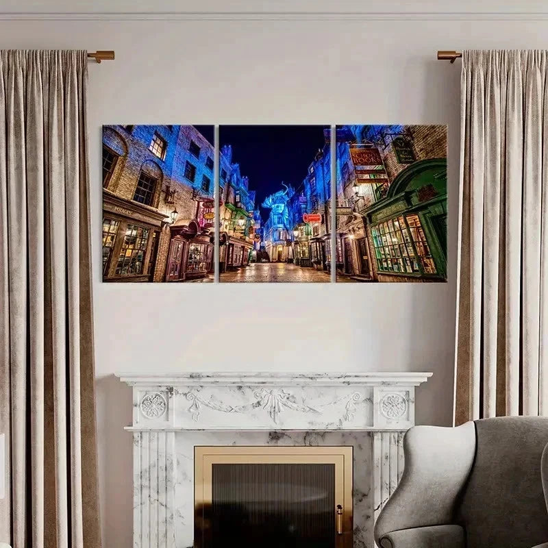 3pcs Classic Movies Wizarding World Wall Art Set Canvas Framed 40x60cm - High Quality Print 100% Australian Made Wall Canvas Ready to Hang