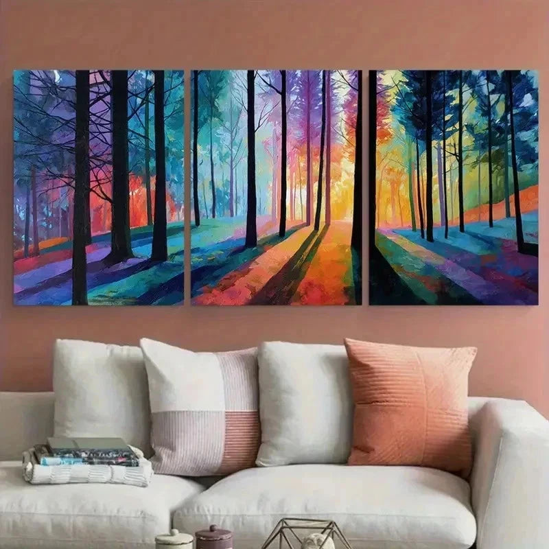 3pcs Forest Abstract Beautiful Shadow Perfect Wall Art Canvas Framed 60x90cm
