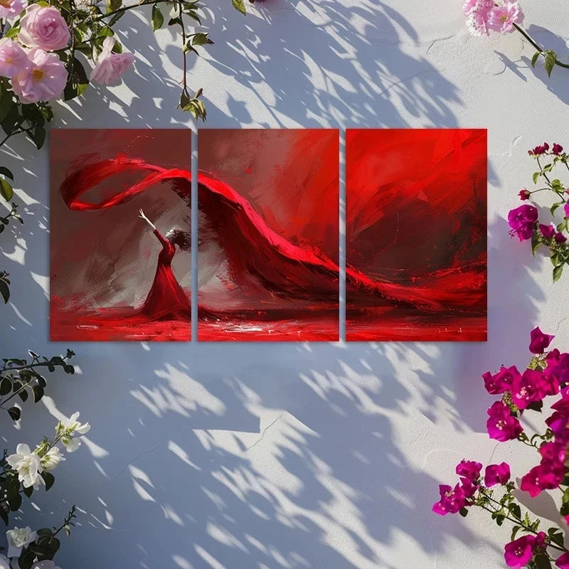 3pcs Dynamic Dance Oil Painting Metal Print Ready to Hang Art