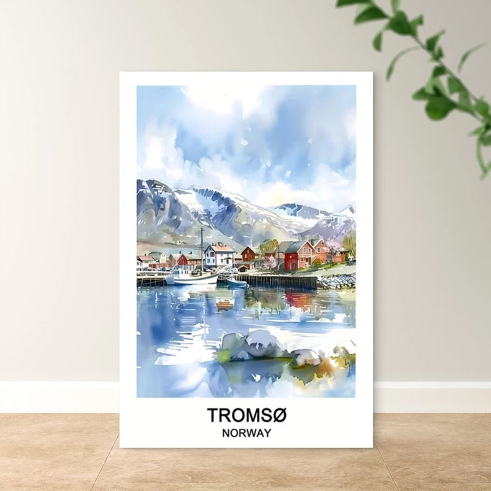 Tromsø, Norway Modern Themed Decor Travel Poster Print Wall Art