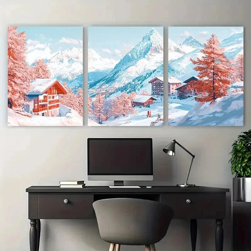 3pcs Switzerland Zermatt Travel Perfect Wall Art Set Canvas Framed 40x60cm - High Quality Print 100% Australian Made Wall Canvas Ready to Hang