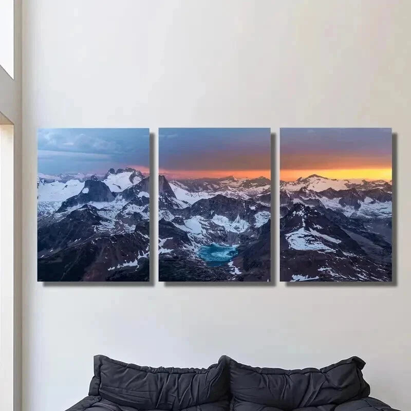 3pcs Natural Landscape with Snow Mountains Wall Art Set Canvas Framed 40x60cm - High Quality Print 100% Australian Made Wall Canvas Ready to Hang