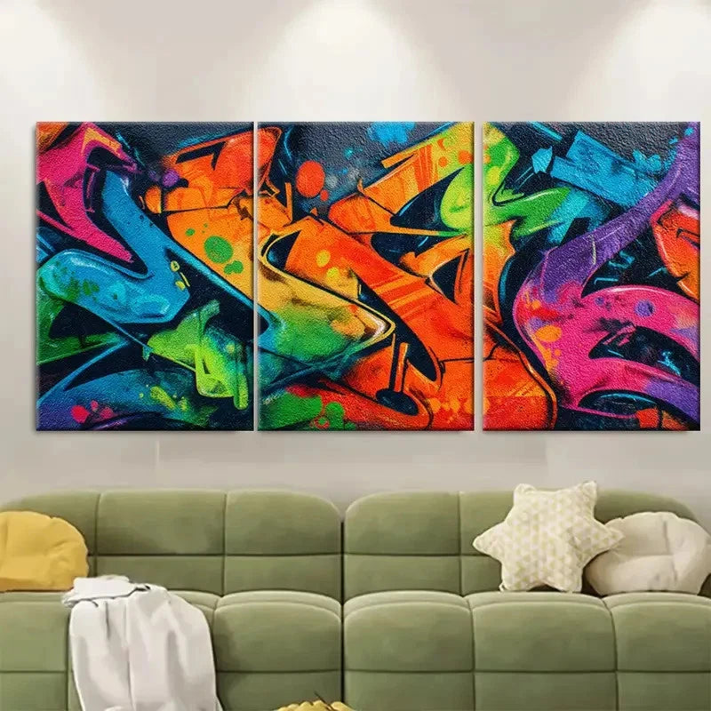 3pcs Street Graffiti Urban Art Design Wall Art Set Canvas Framed 60x90cm - High Quality Print 100% Australian Made Wall Canvas Ready to Hang