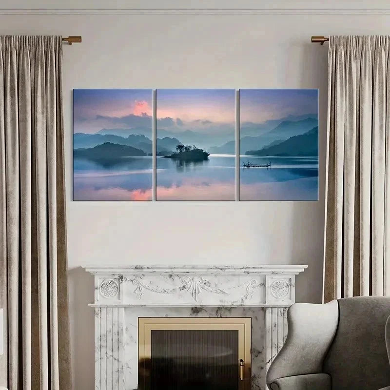 3pcs Lake Forest And Mountain Decoration Wall Art Set Canvas Framed 40x60cm - High Quality Print 100% Australian Made Wall Canvas Ready to Hang