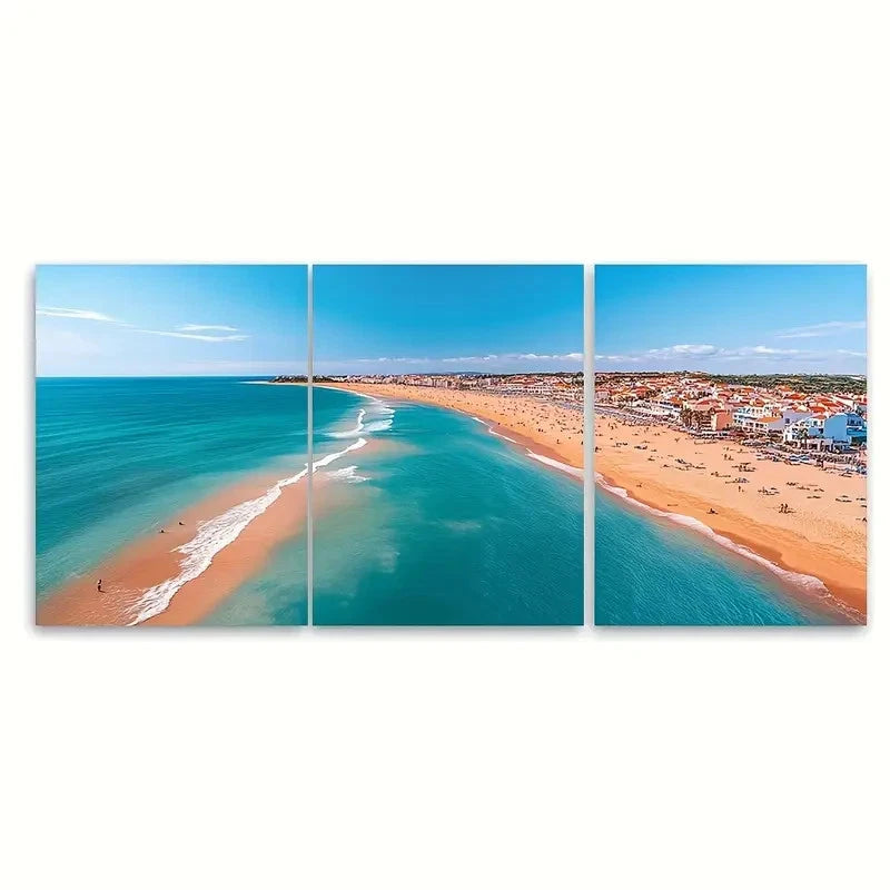 3pcs Praia da Oura Albufeira Artwork TO Wall Art Set Canvas Framed 50x70cm - High Quality Print 100% Australian Made Wall Canvas Ready to Hang