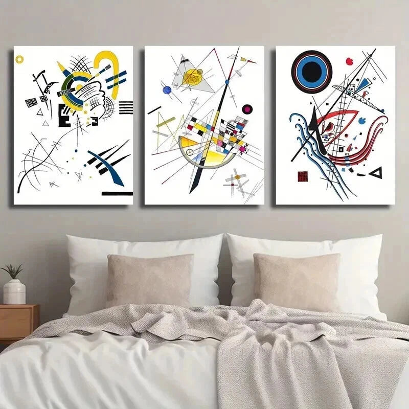 3pcs Wassily Kandinsky Geometric Perfect Wall Art Set Canvas Framed 40x60cm - High Quality Print 100% Australian Made Wall Canvas Ready to Hang