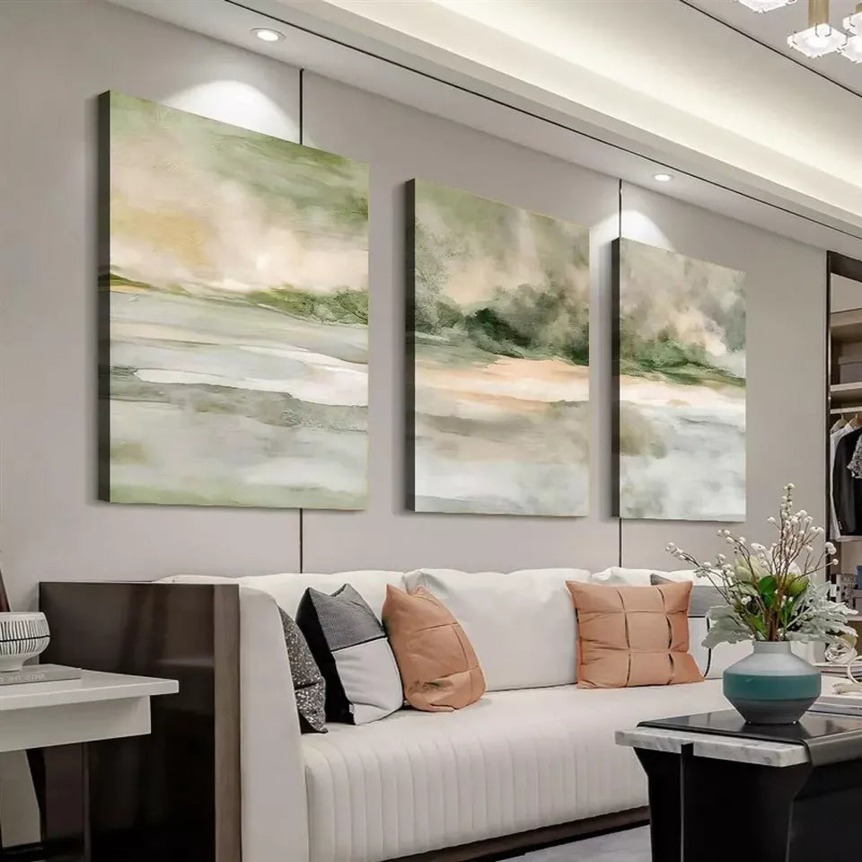 3pcs Modern Neutral Abstract Minimalist Scenery Wall Art Set Canvas Framed 50x70cm - High Quality Print 100% Australian Made Wall Canvas Ready to Hang
