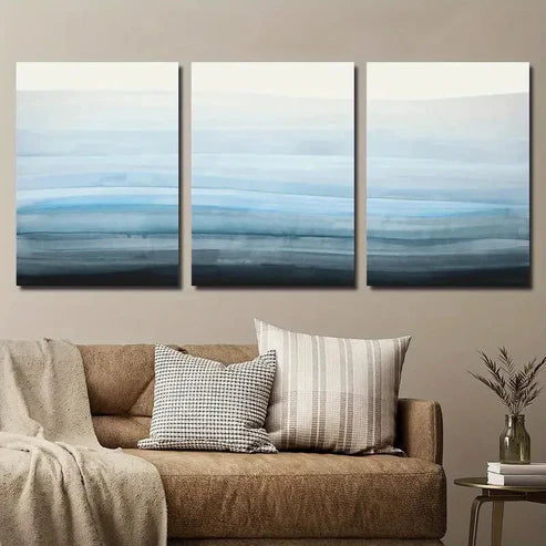 3pcs Abstract Coastal Misty Landscape Wall Art Set Canvas Unframed - High Quality Print 100% Australian Made Wall Canvas