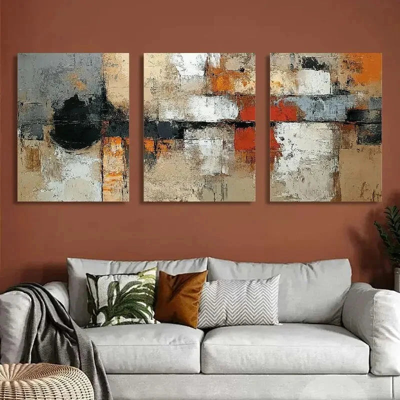 3pcs Abstract Geometric Modern Wall Art Set Canvas Framed 40x60cm - High Quality Print 100% Australian Made Wall Canvas Ready to Hang