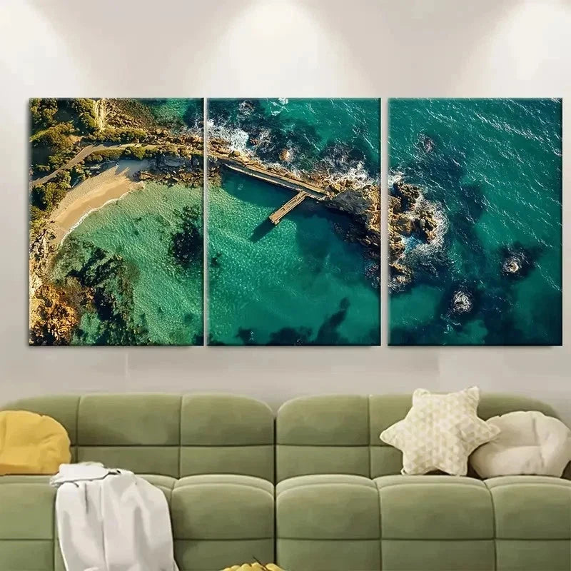 3pcs Mornington Peninsula Travel Print Australia Wall Art Set Canvas Framed 50x70cm - High Quality Print 100% Australian Made Wall Canvas Ready to Hang