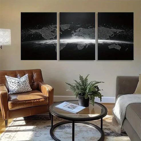 3pcs Geometric Black White Design Map Perfect Wall Art Canvas Unframed – High Quality Print 100% Australian Made Wall Canvas