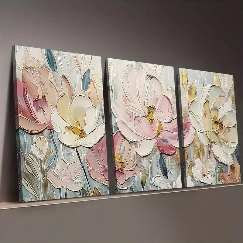 3pcs Artistic Floral Abstract Landscape Perfect Wall Art Set Canvas Framed 40x60cm - High Quality Print 100% Australian Made Wall Canvas Ready to Hang