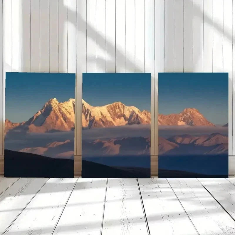 3pcs Snowy Mountain Wall Art Set Canvas Framed 40x60cm - High Quality Print 100% Australian Made Wall Canvas Ready to Hang