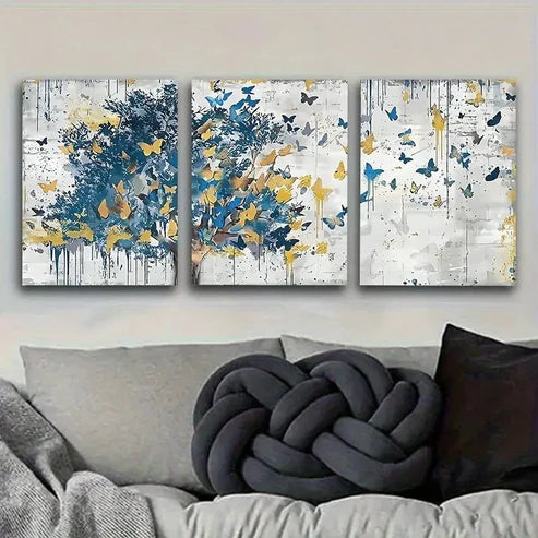 3pcs Abstract Butterfly Tree Canvas Wall Art Canvas Unframed - High Quality Print 100% Australian Made Wall Canvas