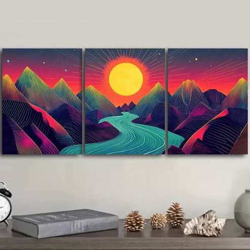 3pcs Vibrant Landscape Design Nature Wall Art Set Canvas Framed 60x90cm - High Quality Print 100% Australian Made Wall Canvas Ready to Hang