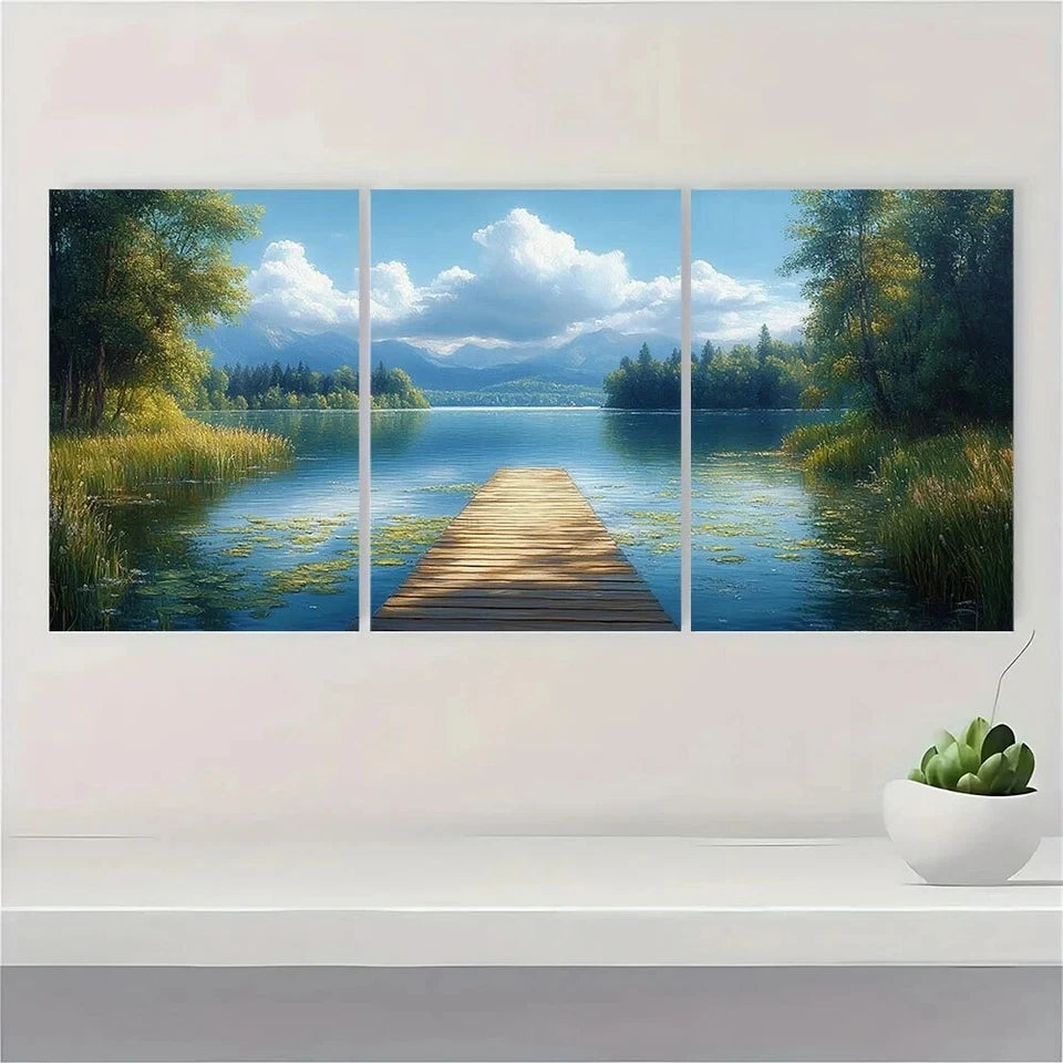 3pcs Lilly Pads Mountains & Greenery Metal Print Ready to Hang Art