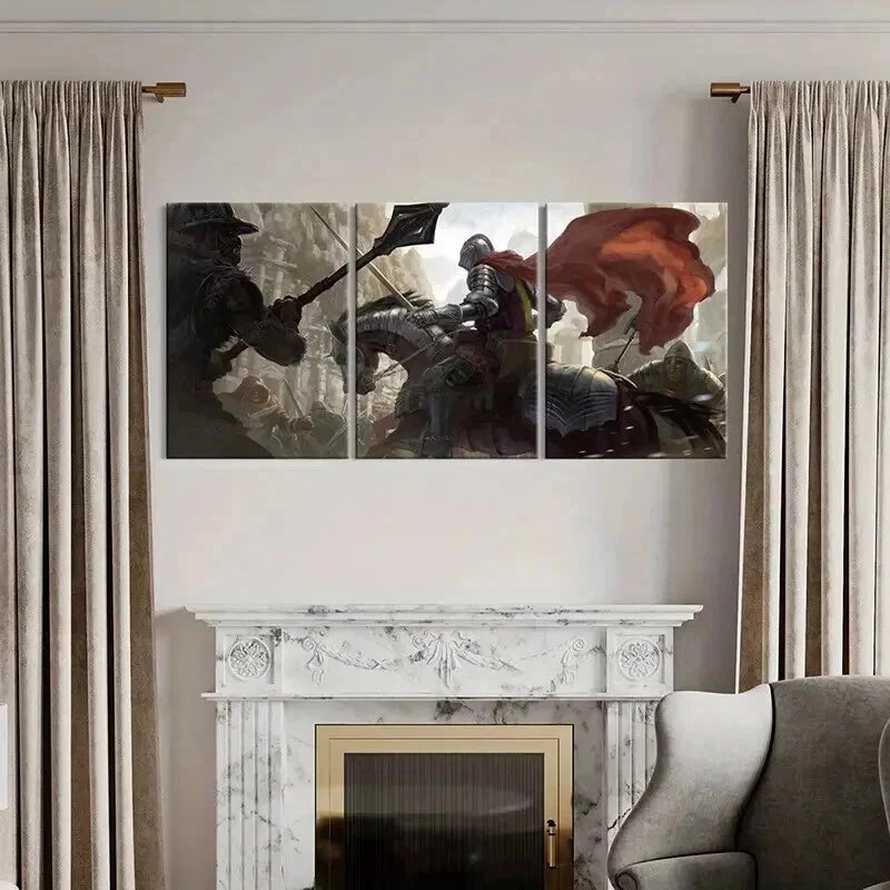 3pcs Vintage Medieval Style Aesthetic Wall Art Set Canvas Framed 40x60cm - High Quality Print 100% Australian Made Wall Canvas Ready to Hang