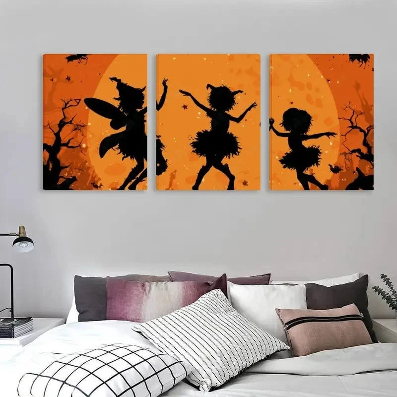 3pcs Gothic & Werewolf Spooky Halloween Decor Wall Art Set Canvas Framed 60x90cm - High Quality Print 100% Australian Made Wall Canvas Ready to Hang