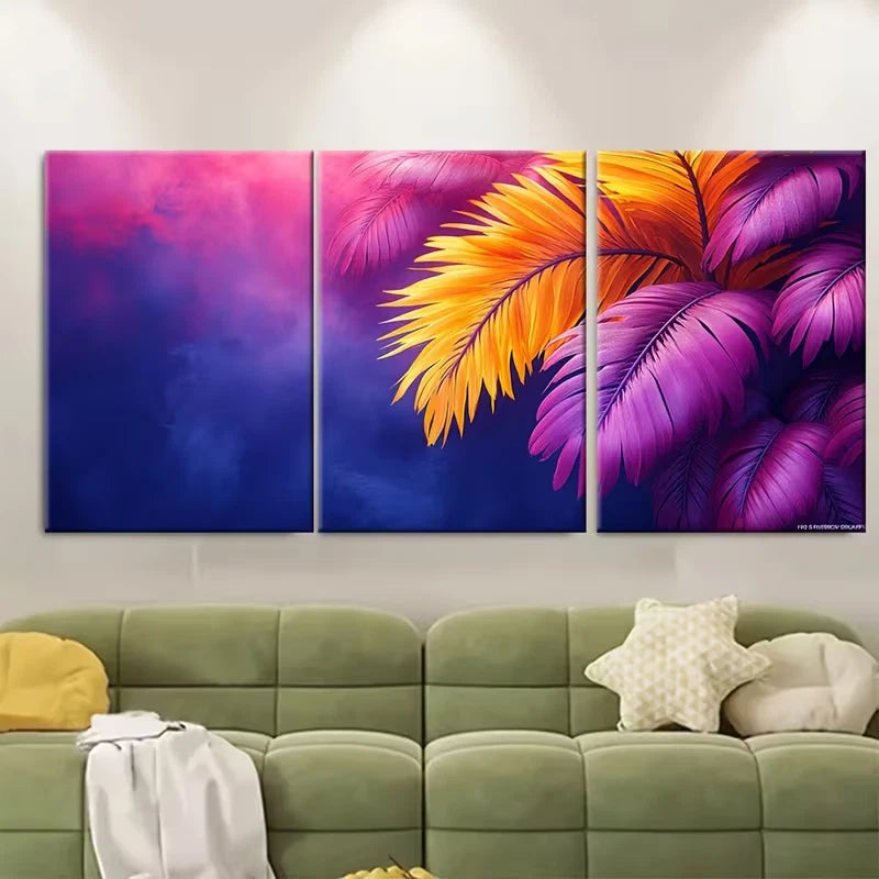 3pcs Tropical Palm Tree Leaves Metal Print Ready to Hang Art