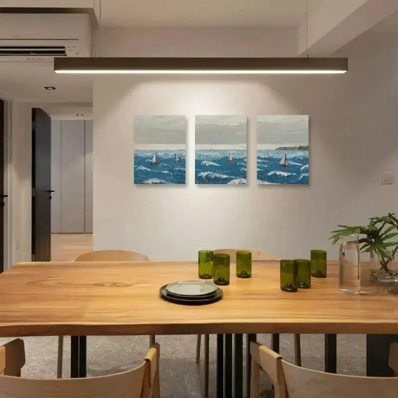 3pcs Seascape Ocean Waves & Sailboats Print Wall Art Set Canvas Framed 40x60cm - High Quality Print 100% Australian Made Wall Canvas Ready to Hang