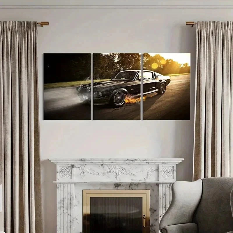 3pcs Classic Sports Car Supercar Retro Wall Art Set Canvas Framed 40x60cm - High Quality Print 100% Australian Made Wall Canvas Ready to Hang
