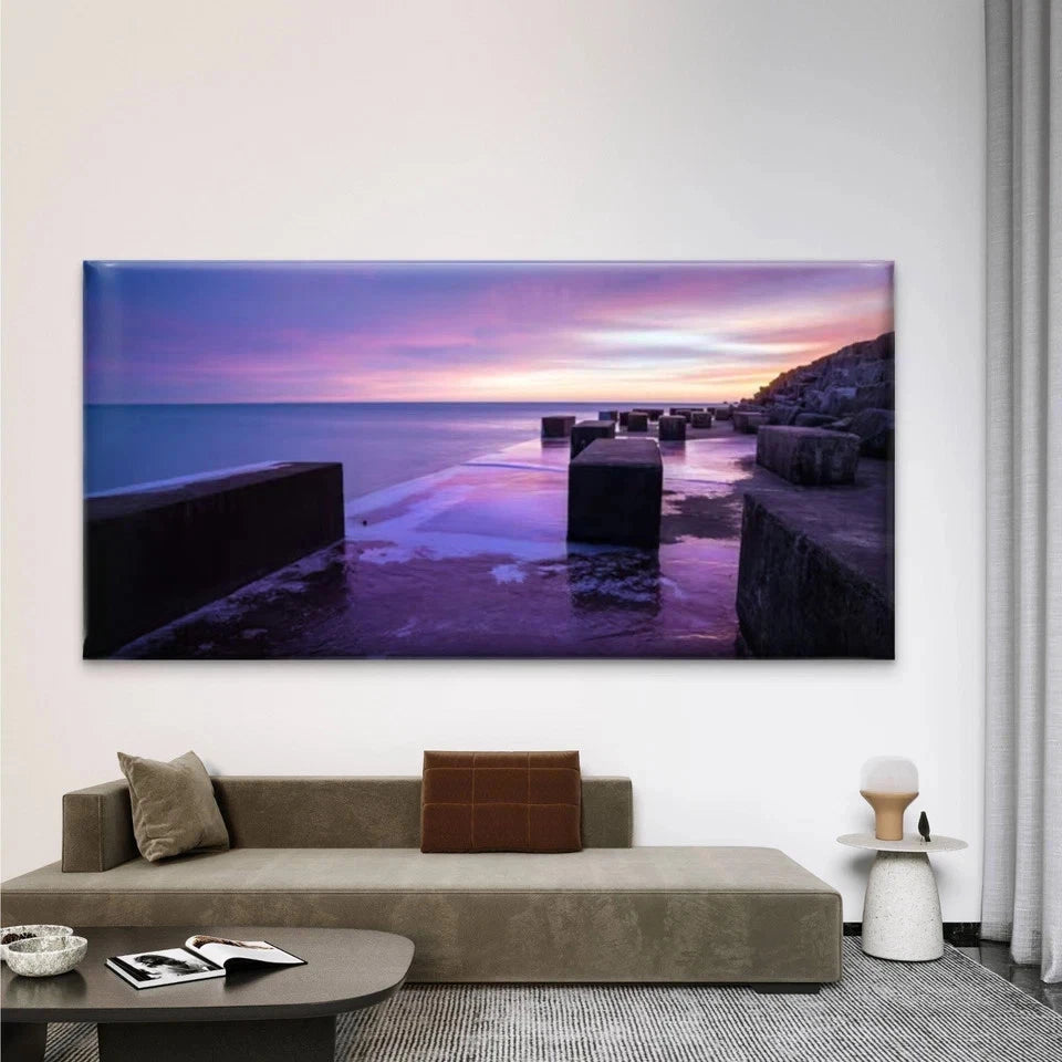 Beach Scene Seaside Landscape Wall Art Canvas Office Home Room Framed 120x60cm