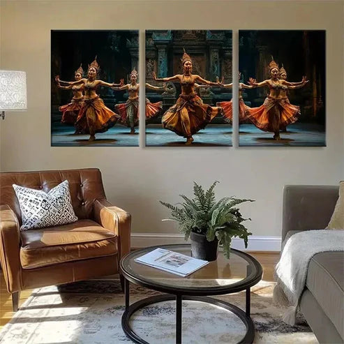 3pcs Traditional Dance Vibrant Cultural Perfect Wall Art Canvas Unframed - High Quality Print 100% Australian Made Wall Canvas