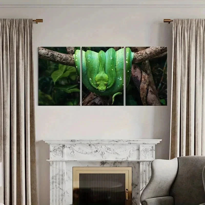 3pcs Cold Blooded Reptile Art Snake Python Wall Art Set Canvas Framed 40x60cm - High Quality Print 100% Australian Made Wall Canvas Ready to Hang