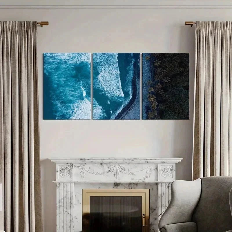 3pcs Ocean Waves Beach Nature Landscape Wall Art Set Canvas Framed 40x60cm - High Quality Print 100% Australian Made Wall Canvas Ready to Hang