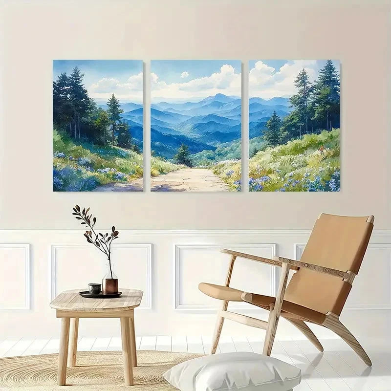 3pcs Blue Ridge Parkway Appalachian Perfect Wall Art Set Canvas Framed 40x60cm - High Quality Print 100% Australian Made Wall Canvas Ready to Hang