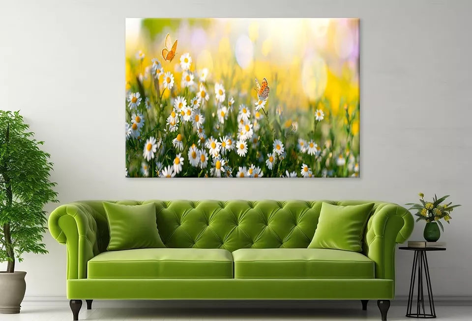 Flowers And Butterflies Close up Wall Art Decor 100% Australian Made