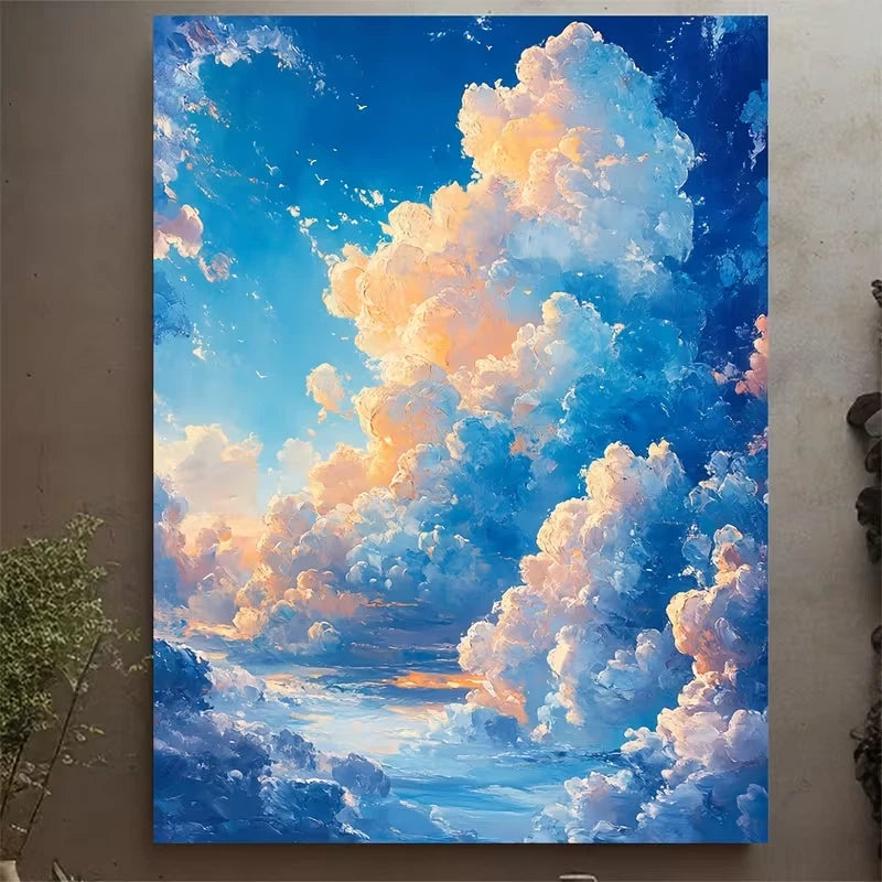 Serene Cloudscape with Soft Blue Sky Metal Print Ready to Hang