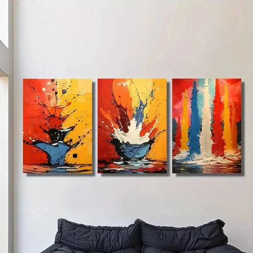 3pcs Abstract Color Oil Painting Texture Wall Art Canvas Unframed - High Quality Print 100% Australian Made Wall Canvas