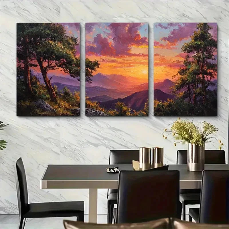 3pcs Sunrise Landscape Tree Scenery Perfect Wall Art Set Canvas Framed 40x60cm - High Quality Print 100% Australian Made Wall Canvas Ready to Hang