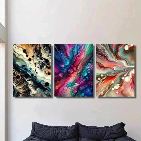 3pcs Abstract Gradient Fluid Bubble Wall Art Canvas Unframed - High Quality Print 100% Australian Made Wall Canvas