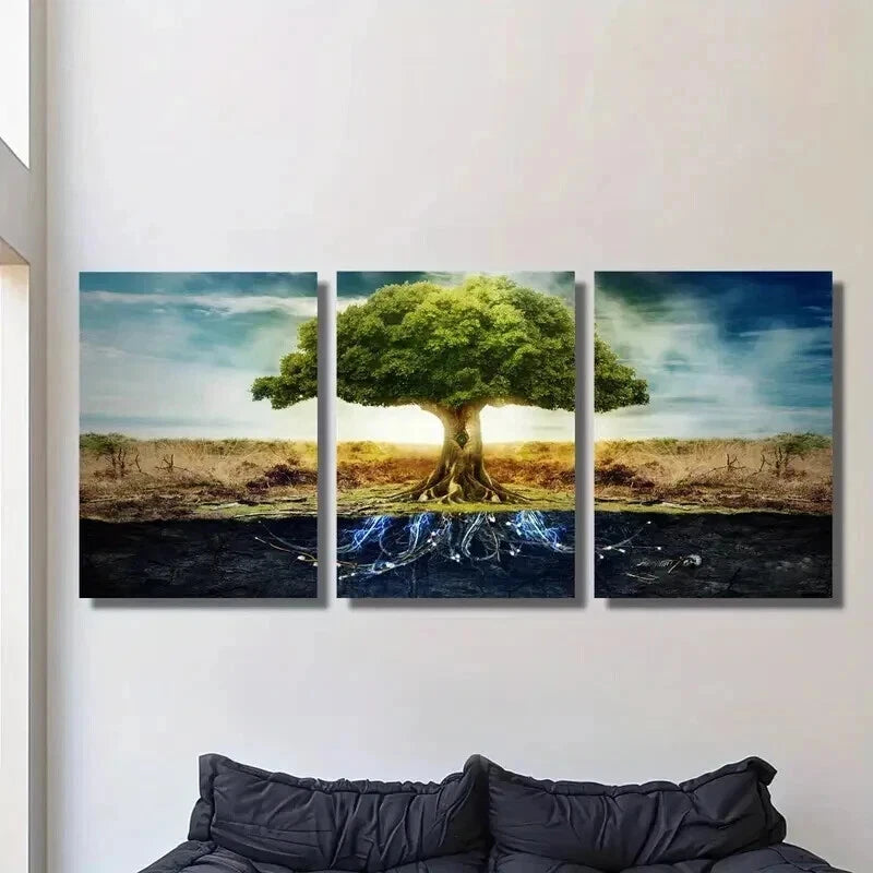 3pcs Grafted Olive Tree Decoration Wall Art Set Canvas Framed 40x60cm - High Quality Print 100% Australian Made Wall Canvas Ready to Hang