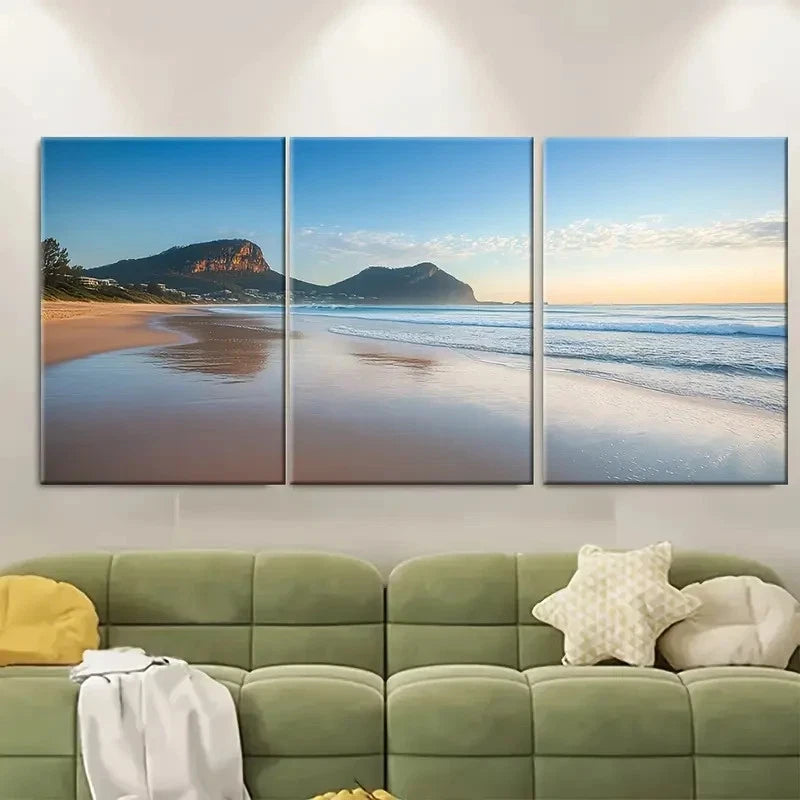 3pcs Avalon Beach Travel Print Australia Wall Art Set Canvas Framed 50x70cm - High Quality Print 100% Australian Made Wall Canvas Ready to Hang