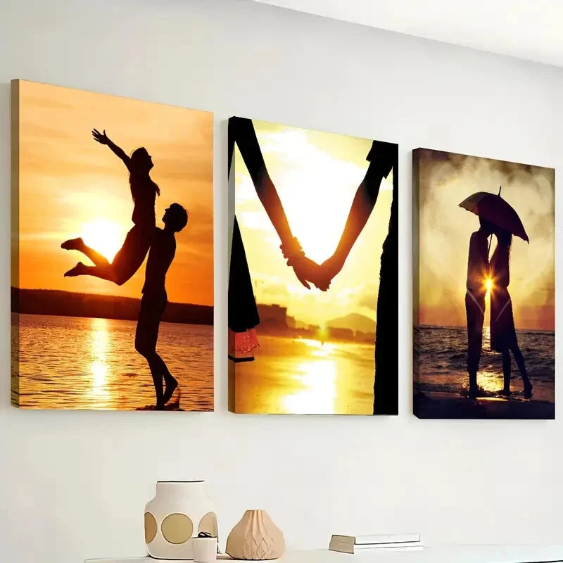 3pcs Depicting a Sunset Beach Scene Perfect Wall Art Set Canvas Framed 40x60cm - High Quality Print 100% Australian Made Wall Canvas Ready to Hang