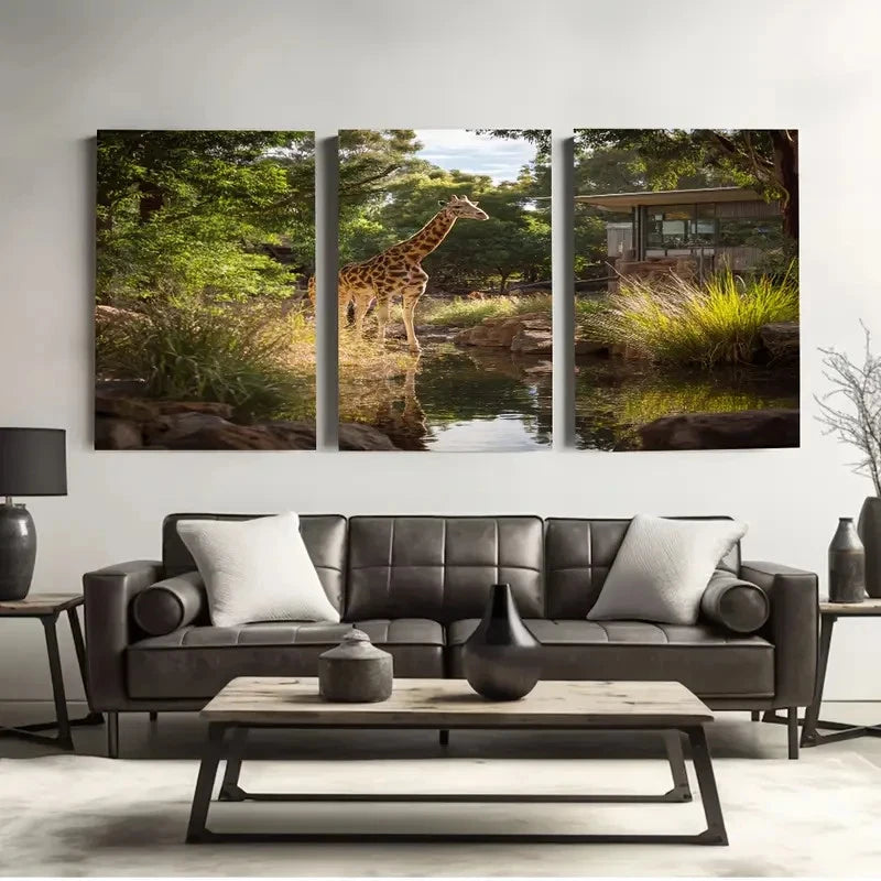 3pcs Famous City Adelaide Zoo, Australia Wall Art Set Canvas Framed 40x60cm - High Quality Print 100% Australian Made Wall Canvas Ready to Hang