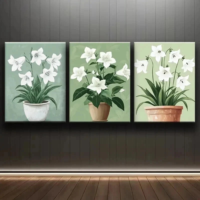 3pcs Elegant Floral Triptych Perfect Wall Art Set Canvas Framed 60x90cm - High Quality Print 100% Australian Made Wall Canvas Ready to Hang