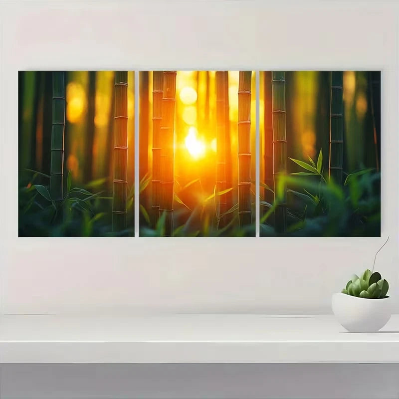 3pcs Zen Asian Style Bamboo Decor Wall Art Set Canvas Framed 60x90cm - High Quality Print 100% Australian Made Wall Canvas Ready to Hang