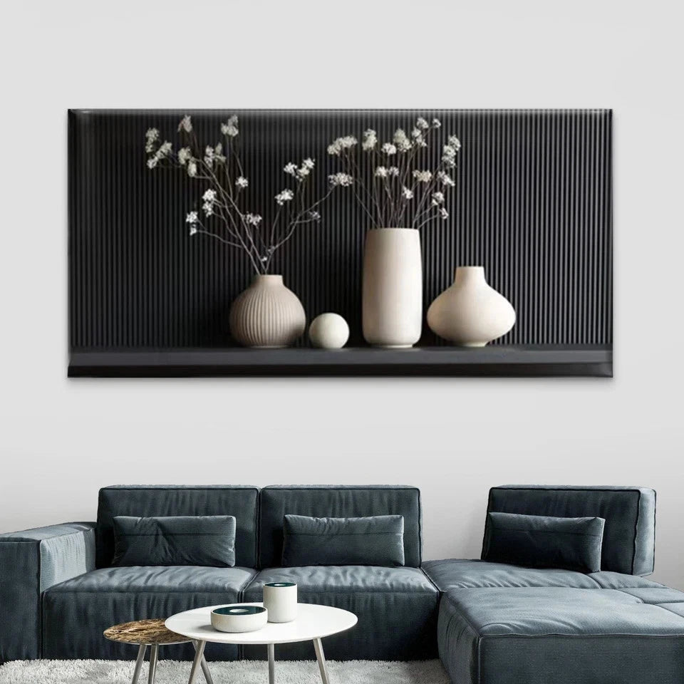 Minimalist Dried Floral Wall Art Canvas Office Home Room Framed 120x60cm