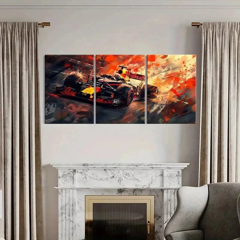 3pcs Red Bull Formula 1 Racing Car Decor Wall Art Set Canvas Framed 40x60cm - High Quality Print 100% Australian Made Wall Canvas Ready to Hang