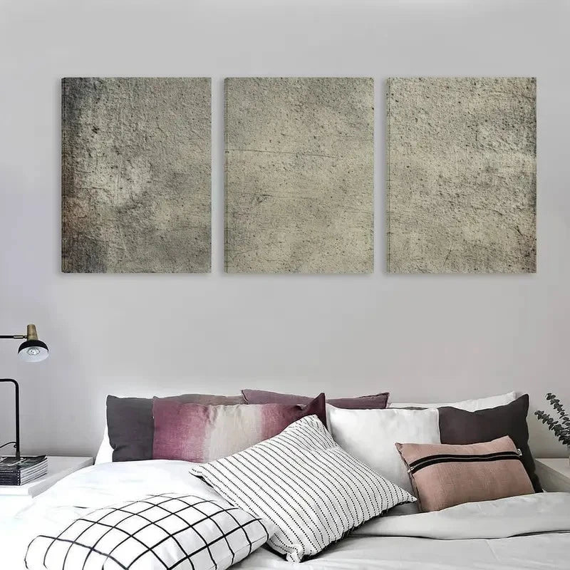 3pcs Grey Concrete Wall Texture Art Panels Wall Art Set Canvas Framed 60x90cm - High Quality Print 100% Australian Made Wall Canvas Ready to Hang