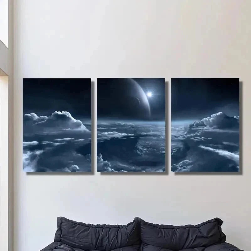 3pcs Aerospace Outer Solar Planet Decor Wall Art Set Canvas Framed 40x60cm - High Quality Print 100% Australian Made Wall Canvas Ready to Hang