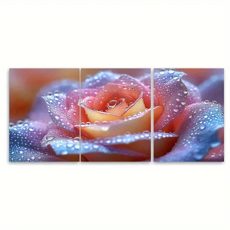 3pcs Pastel Rainbow Rose GH Wall Art Set Canvas Framed 50x70cm - High Quality Print 100% Australian Made Wall Canvas Ready to Hang