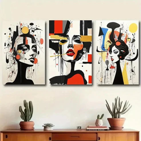 3pcs Bold Geometric Design Wall Art Canvas Unframed - High Quality Print 100% Australian Made Wall Canvas