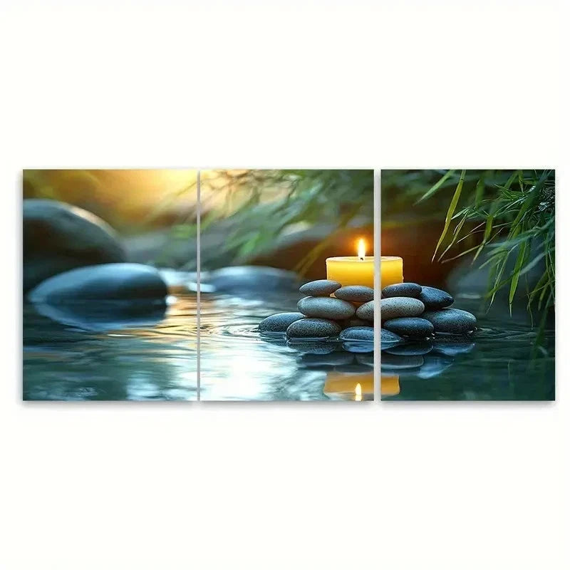 3pcs Tranquil Bamboo Zen Scene B Wall Art Set Canvas Framed 50x70cm - High Quality Print 100% Australian Made Wall Canvas Ready to Hang